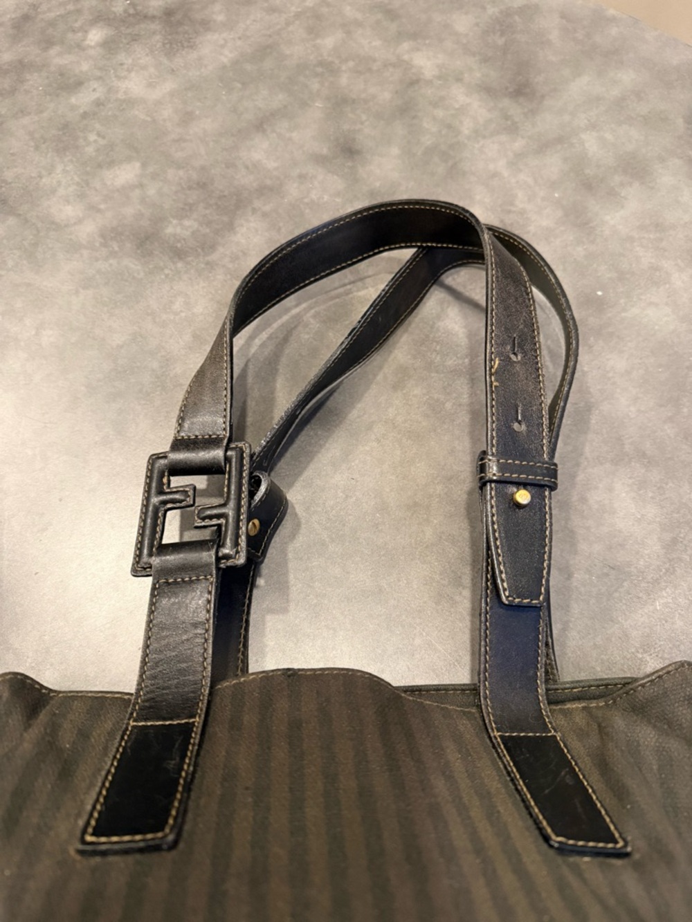 Fendi Pequin Canvas Shoulder Tote - Picture 6 of 10